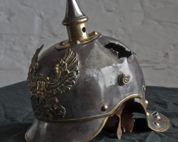 Private Sambrook, Battle of Mons, A German picklehaubes helmet