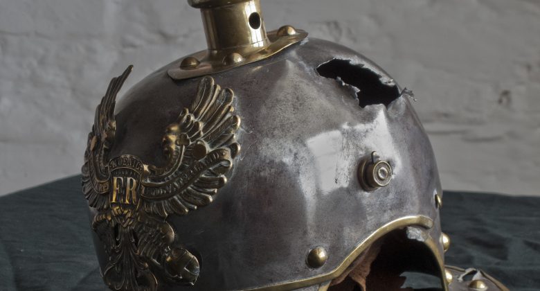 Private Sambrook, Battle of Mons, A German picklehaubes helmet