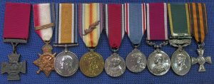 A display of, a colection of medals