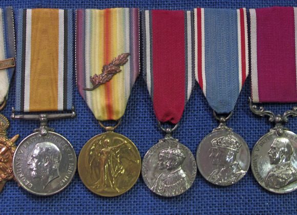 A display of, a colection of medals