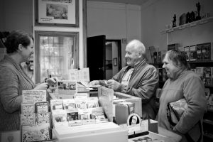 Customers making a purchase in the museum shop