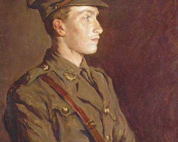 Oil painting of young soldier in WW1 uniform