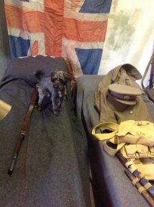 Private Spingo during Living History weekend in the museum's ww1 guard room