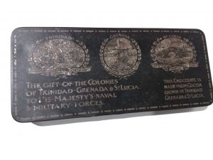 Gift of the colonies tin – The colony authorities allowed £40,820 to be spent on cocoa for the manufacture of chocolate in England.