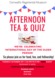 International Day of the Older Person, Cream Tea, Cornish, Bodmin, Age, Age Concern, Tea Party and Quiz
