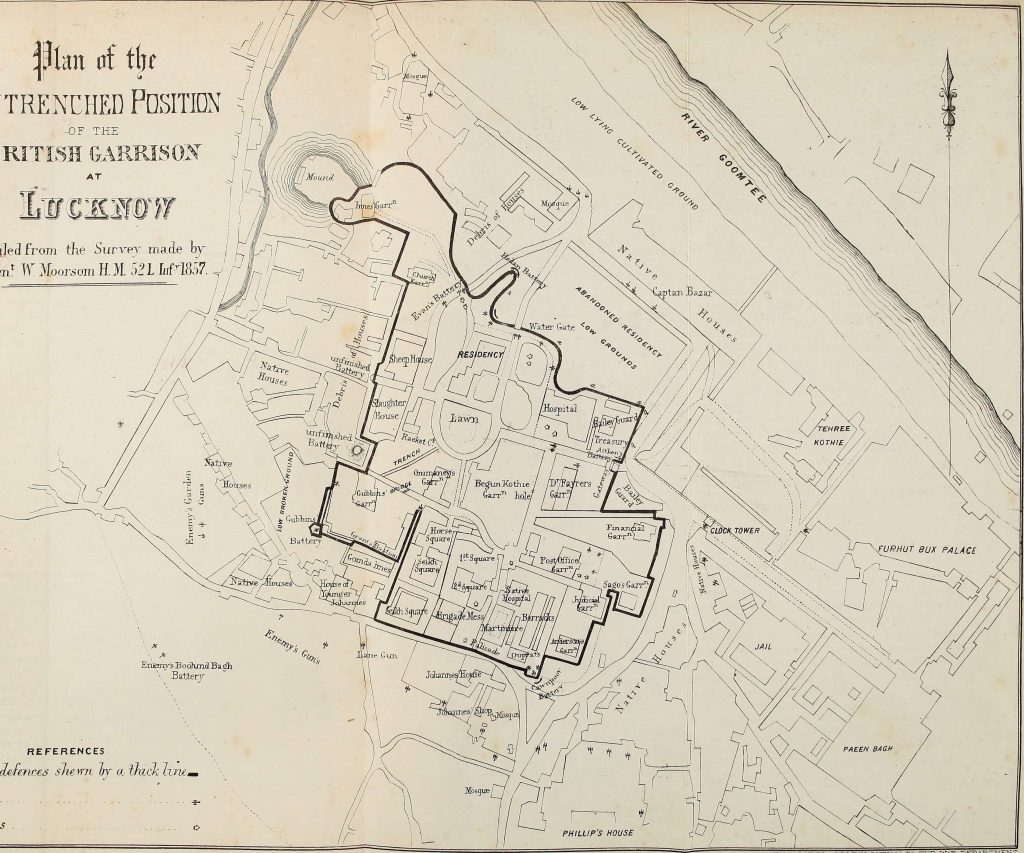 Map showing the British defences at Lucknow